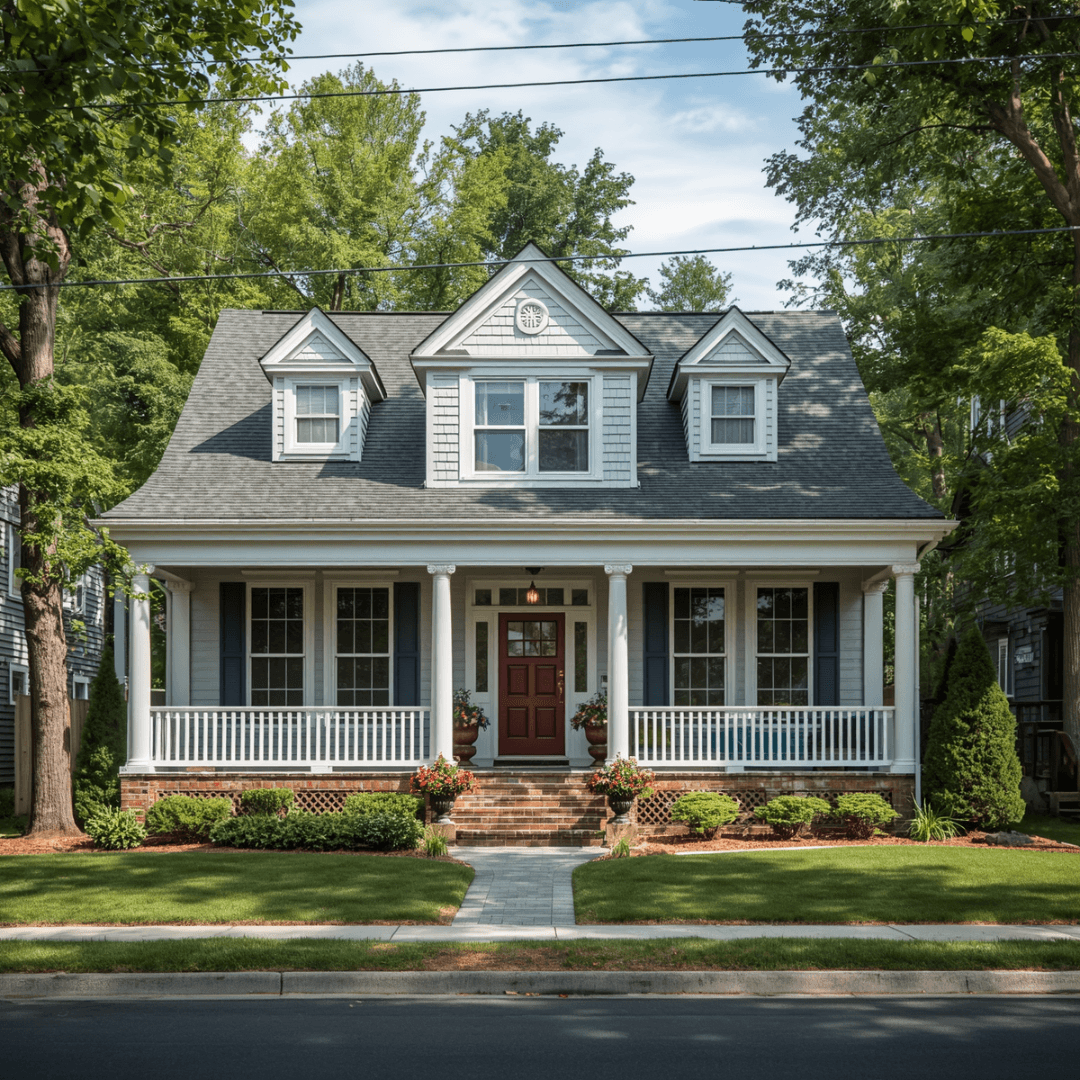 Sunlit exterior of a contemporary Nordic-style house — fictional stock visual for this portfolio demo, not a real listing.